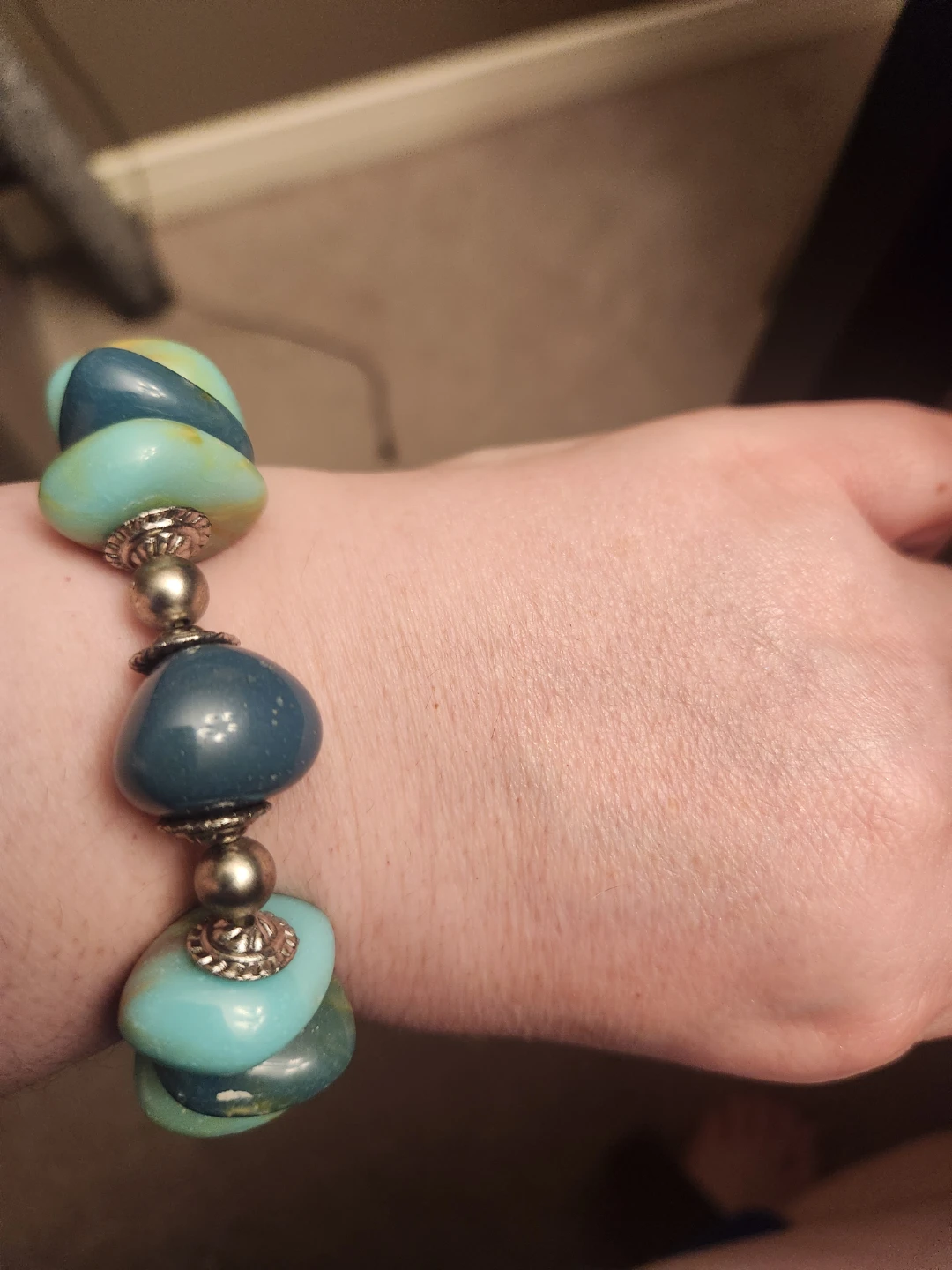 Blue and Teal Beaded Bracelet