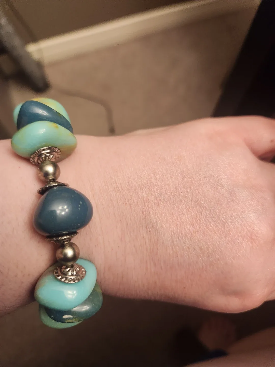 Blue and Teal Beaded Bracelet