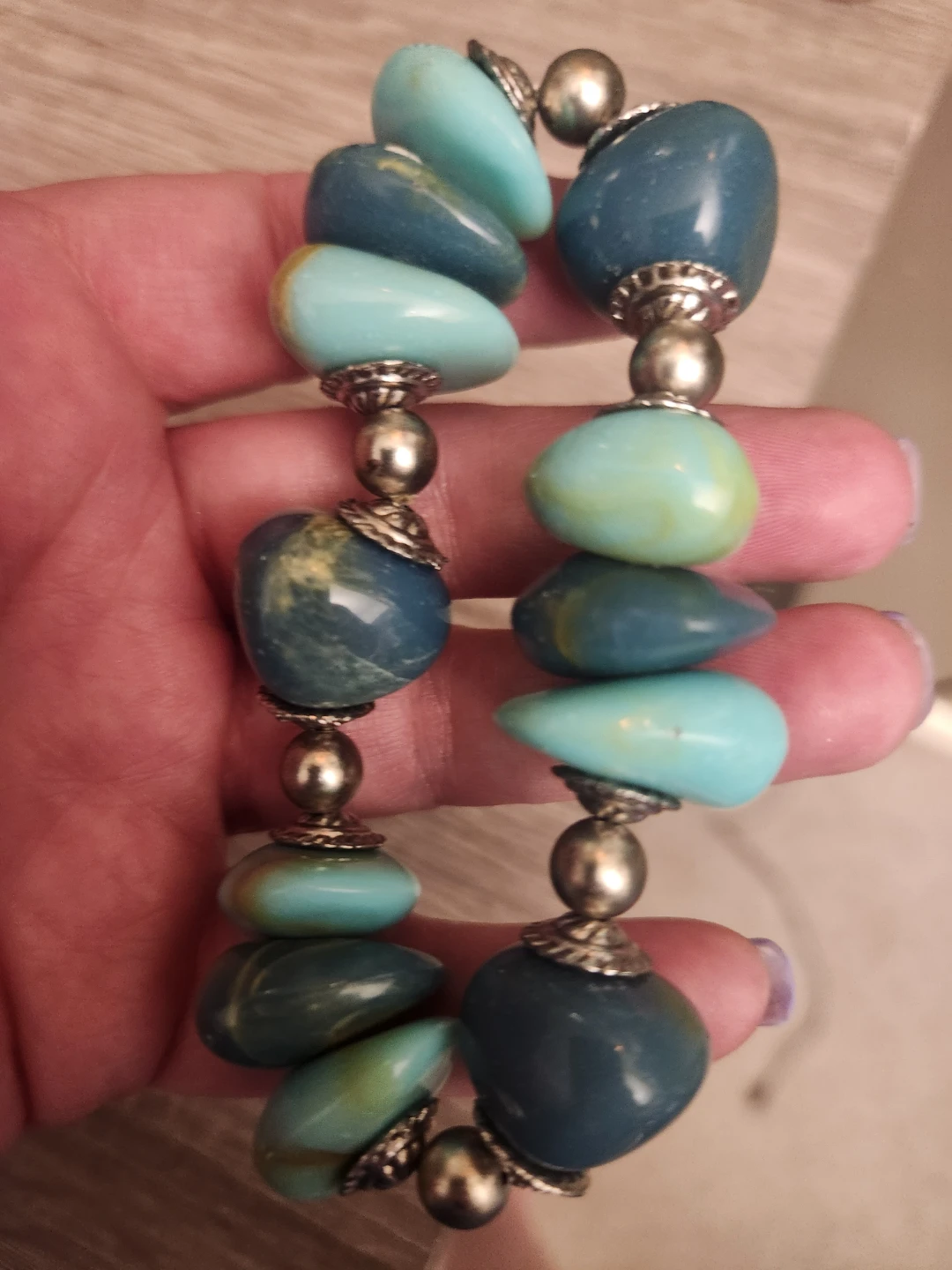 Blue and Teal Beaded Bracelet - photo 3