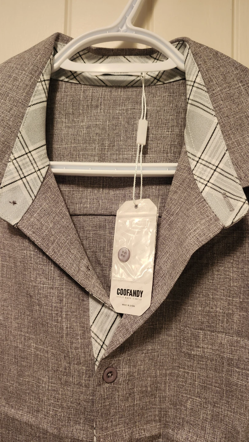 COOFANDY Men's Short Sleeve Button-Up Shirt - Grey - photo 2