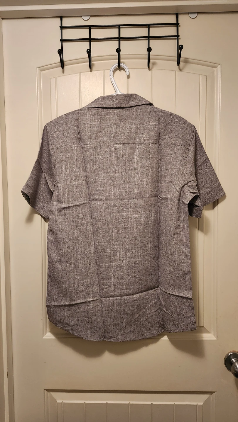 COOFANDY Men's Short Sleeve Button-Up Shirt - Grey - photo 3