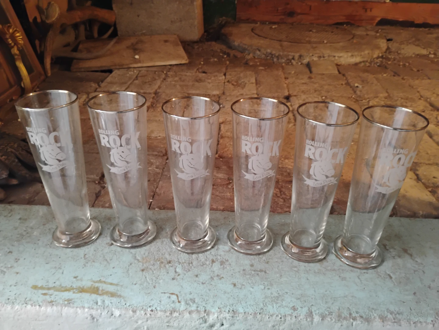 Rolling Rock Extra Pale Beer Glasses - Set of 6