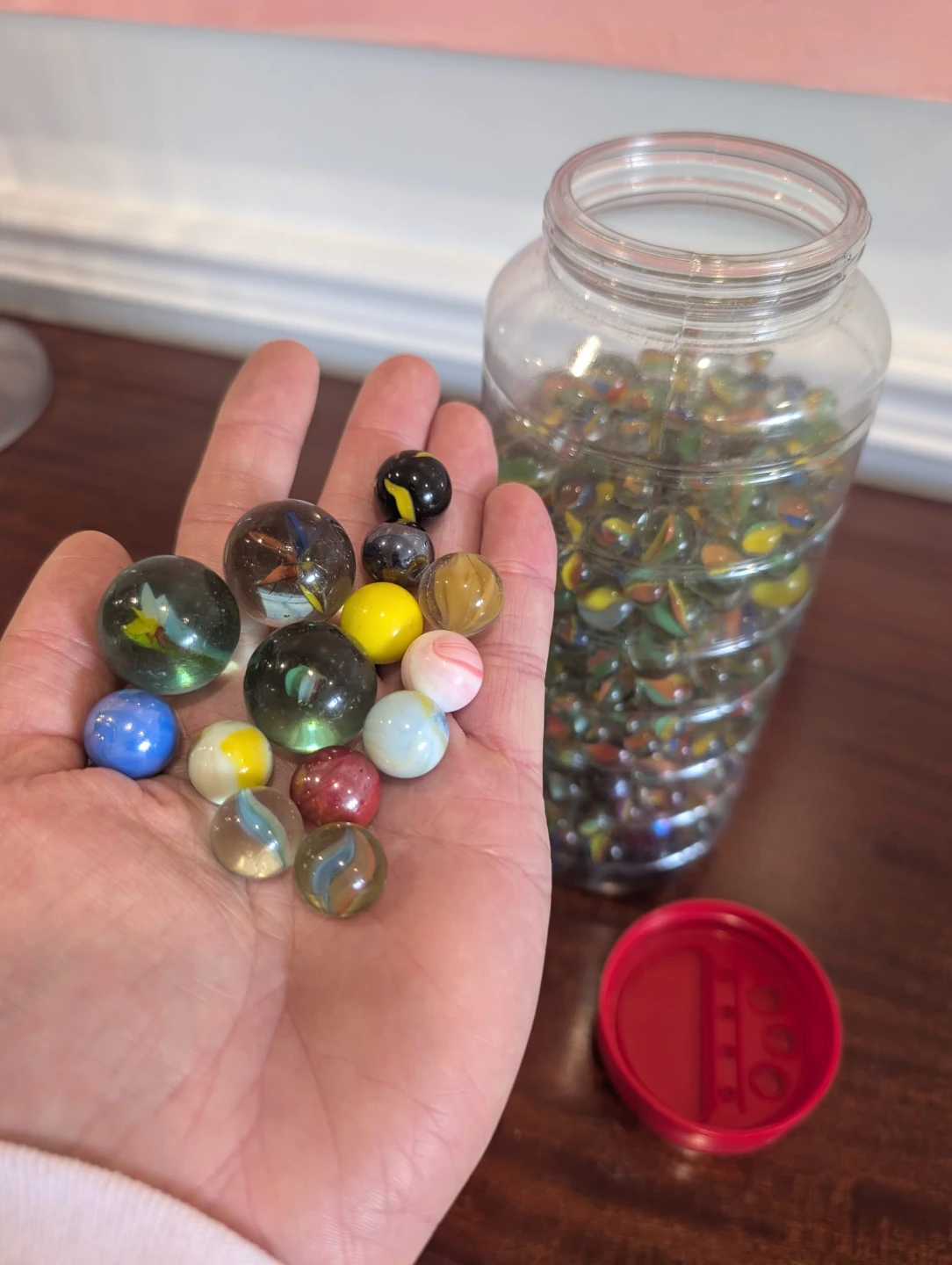 Large Jar of Assorted Glass Marbles - photo 3
