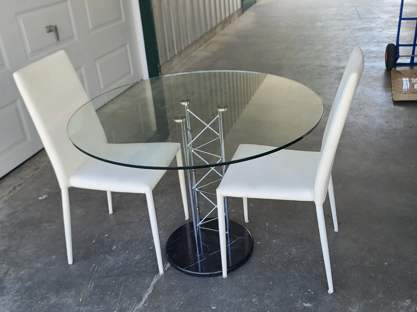 Glass Top Dining Table with Metal Base