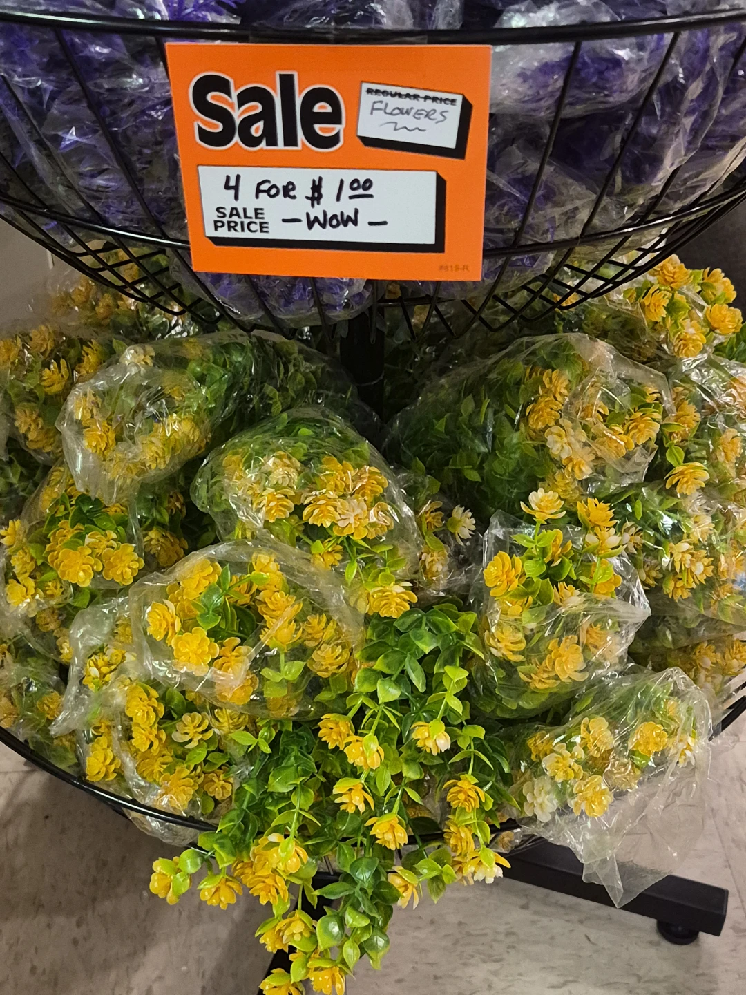 Artificial plastic Flowers - Yellow and Purple 4 for $1.00 - photo 2