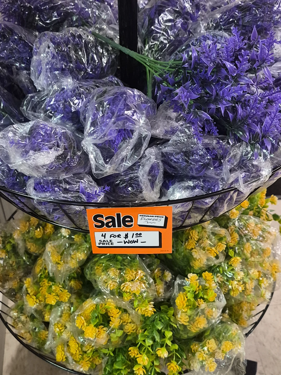 Artificial plastic Flowers - Yellow and Purple 4 for $1.00 - photo 3