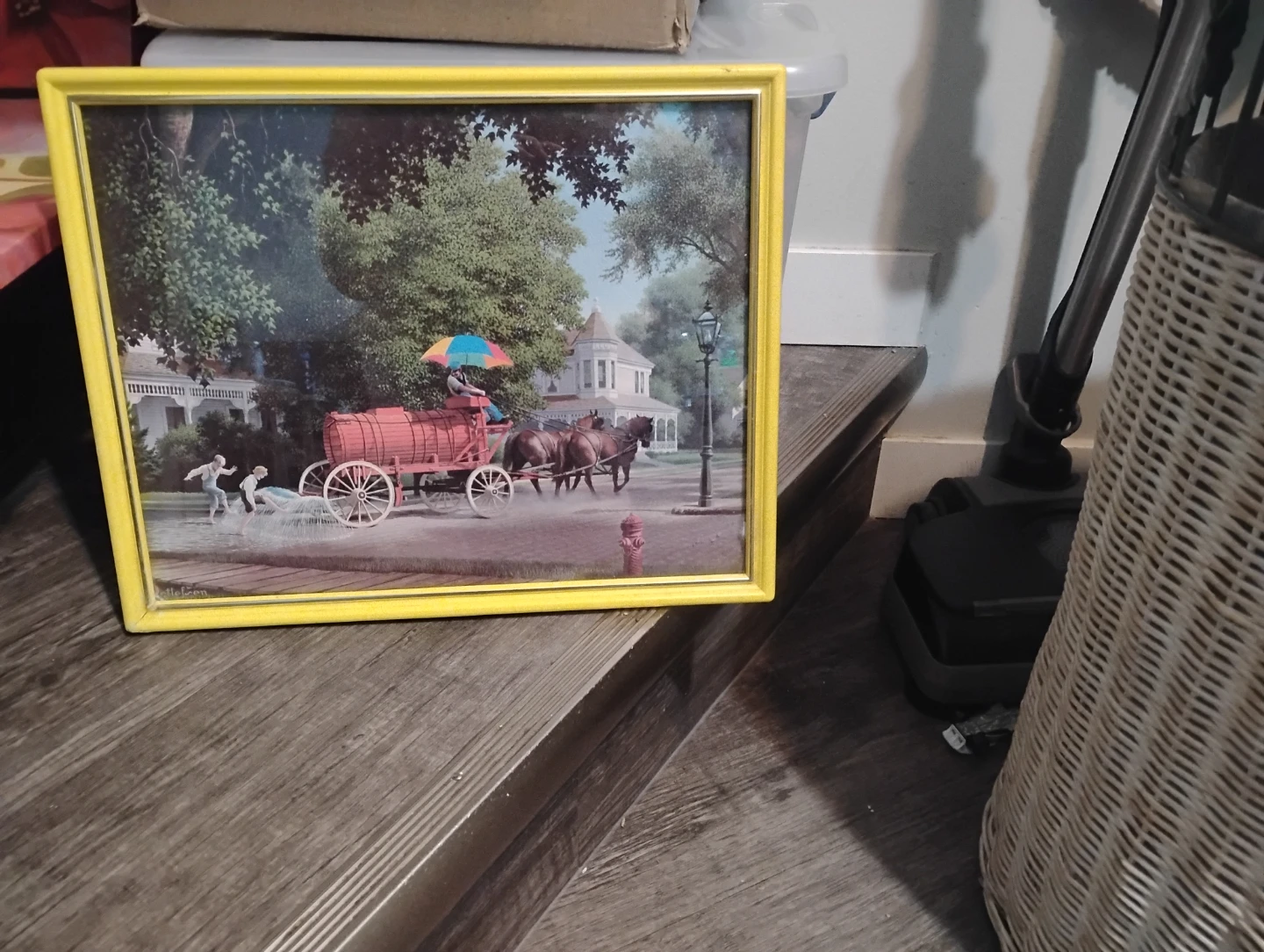 Framed Print of a Horse-Drawn Water Wagon