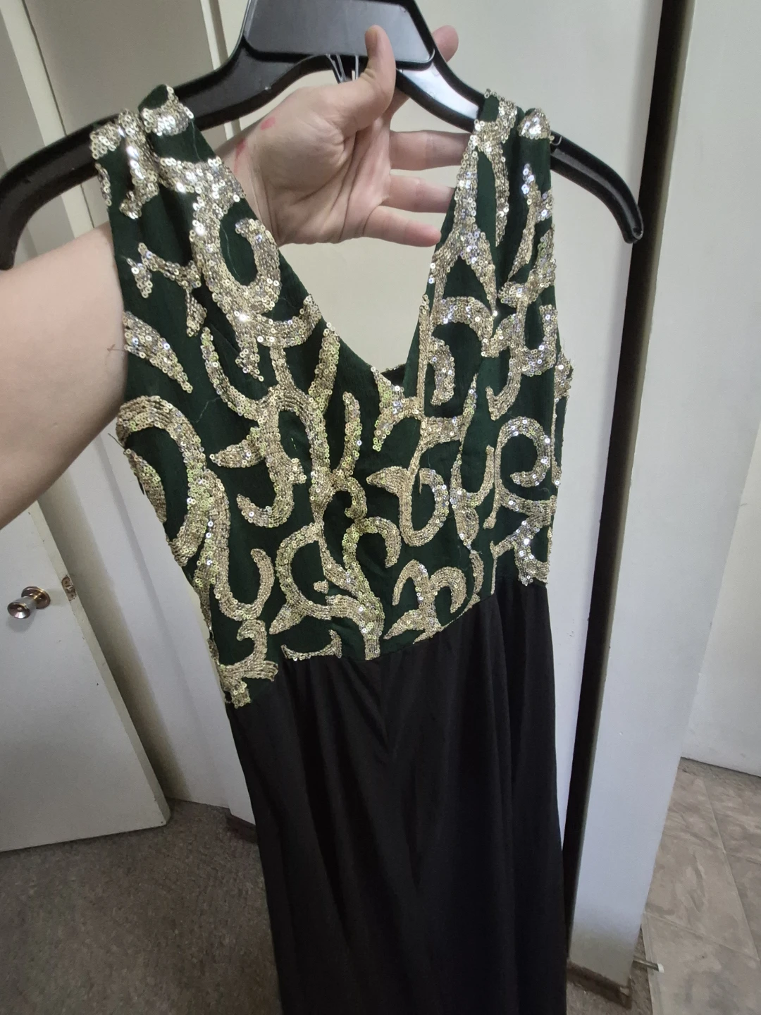 Green Gold Embroidered Sleeveless Dress - photo 2