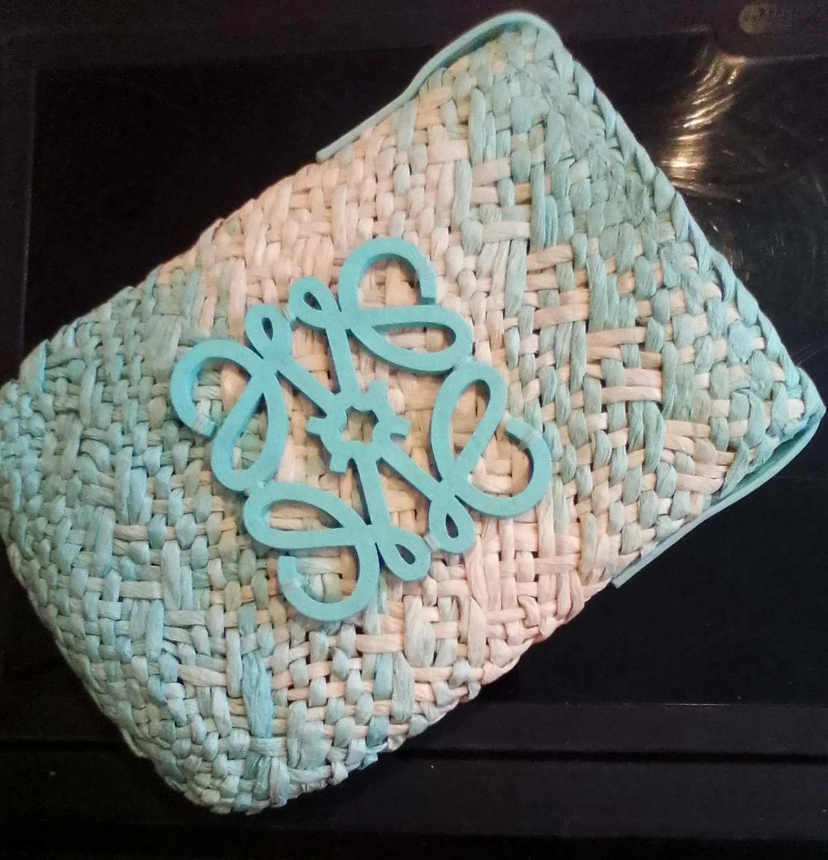 Woven Crossbody w/ Monogram Accent