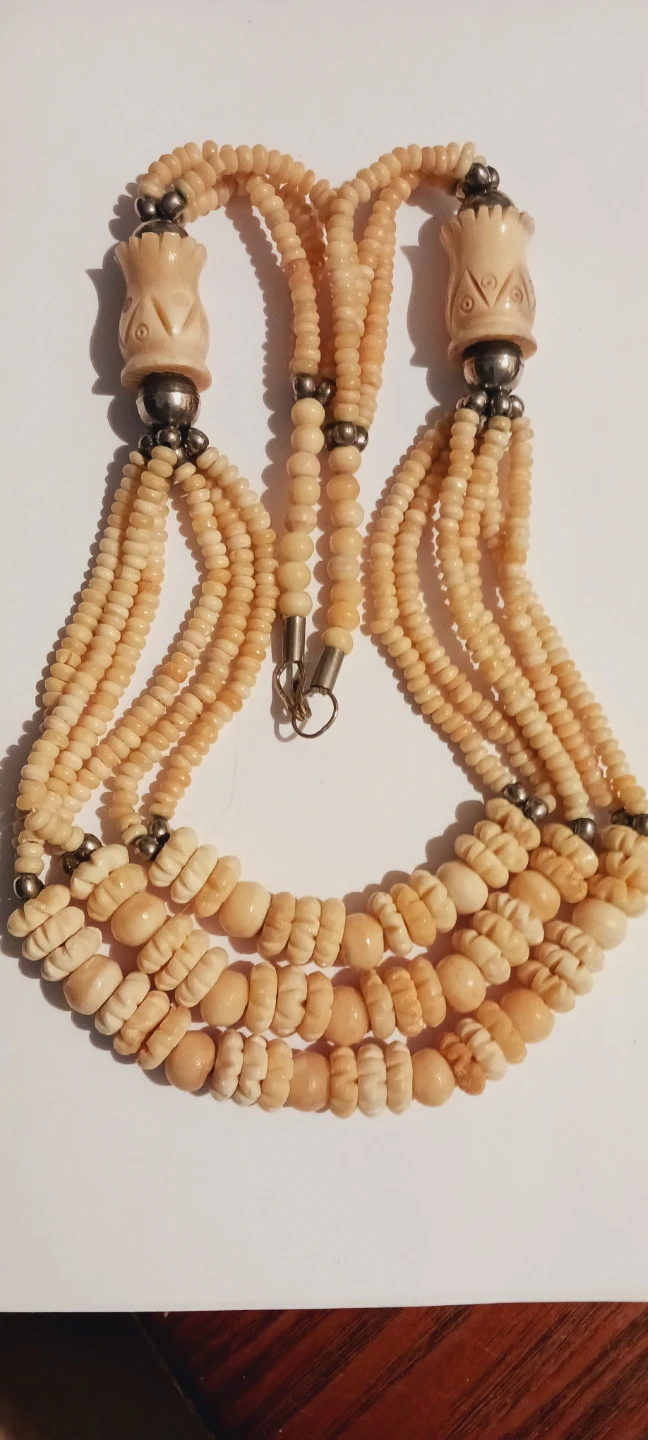 Gorgeous Multi-Strand Carved Bone Beaded Necklace - photo 2