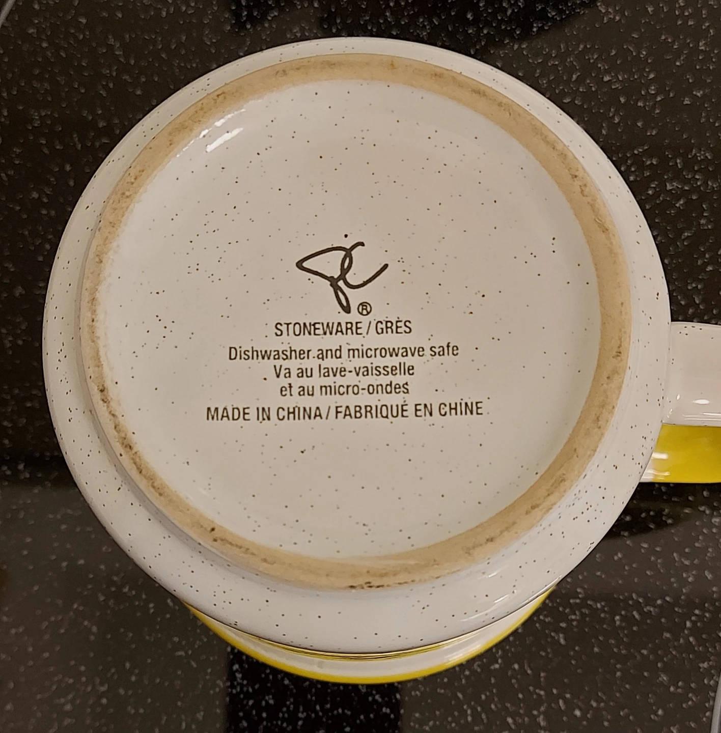 Ceramic Coffee Mug - Yellow & White with 'C' Initial - photo 3