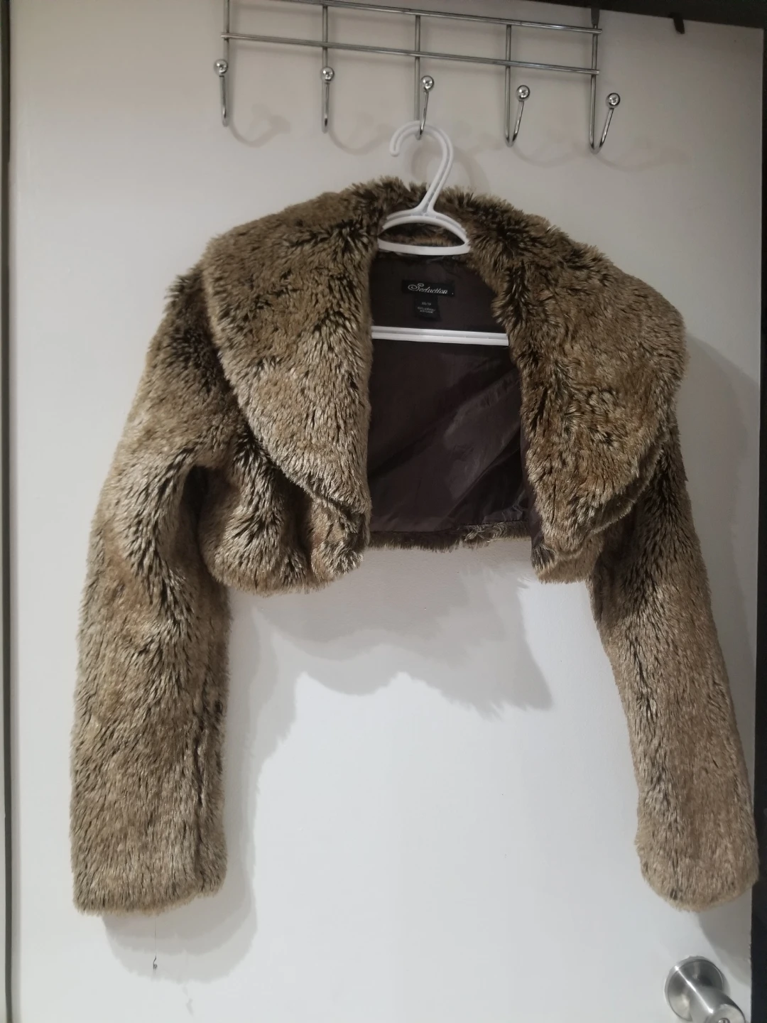 Brown Faux Fur Cropped Jacket
