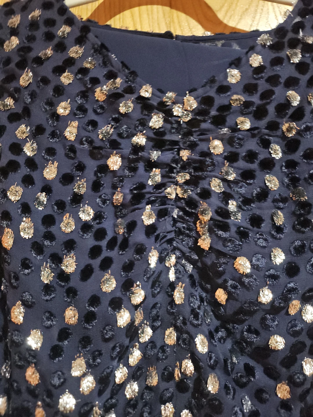 Kate Spade New York Navy Velvet Dot Blouse - XS - photo 2
