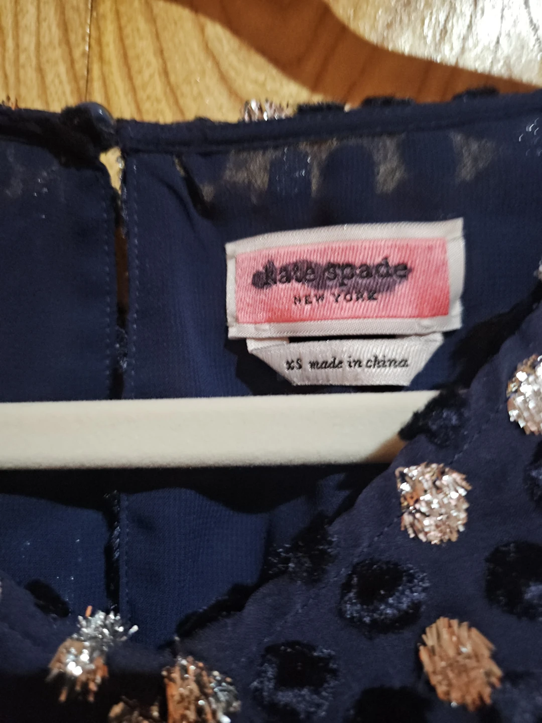 Kate Spade New York Navy Velvet Dot Blouse - XS - photo 5