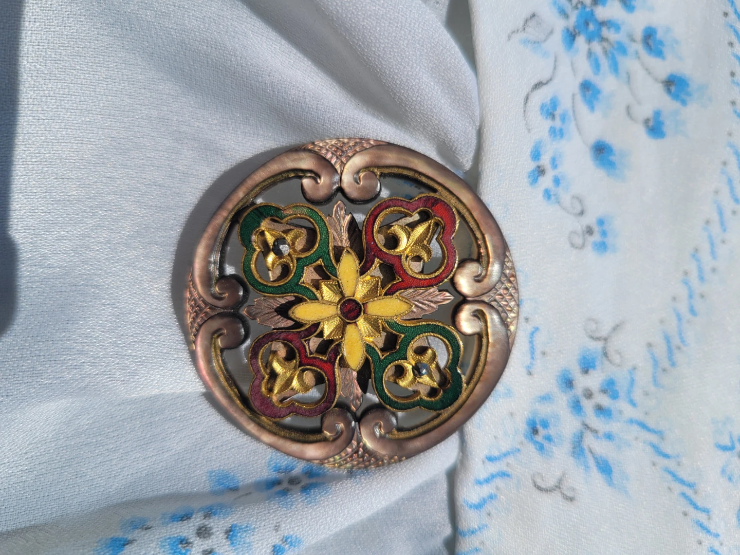 1920s Enamel Painter Button With Mother of Pearl - photo 2