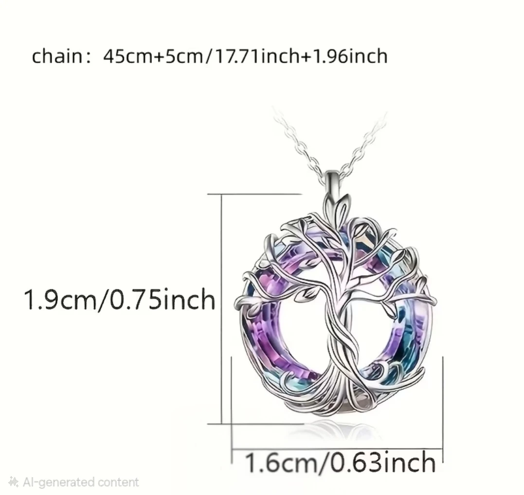 Rose Golden Winding Tree of Life Pendant Necklace - Purple Glass - photo 3