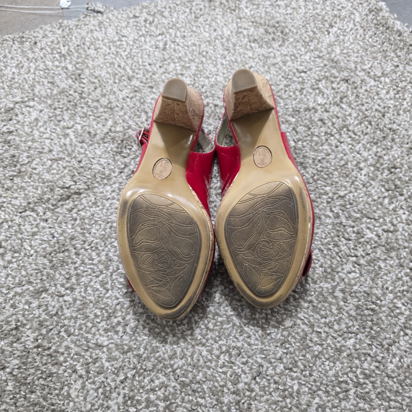 Eurosoft by Sofft Red Peep-Toe Heels with Flower Accent - photo 2