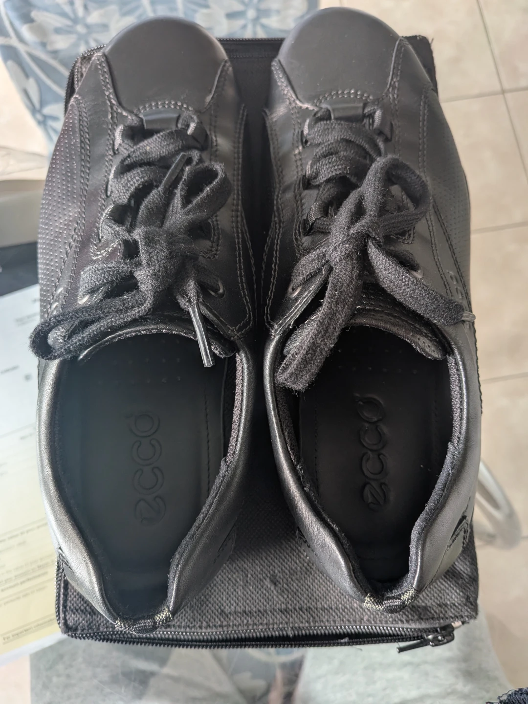 ECCO Black Leather Lace-Up Comfort Shoes - photo 2
