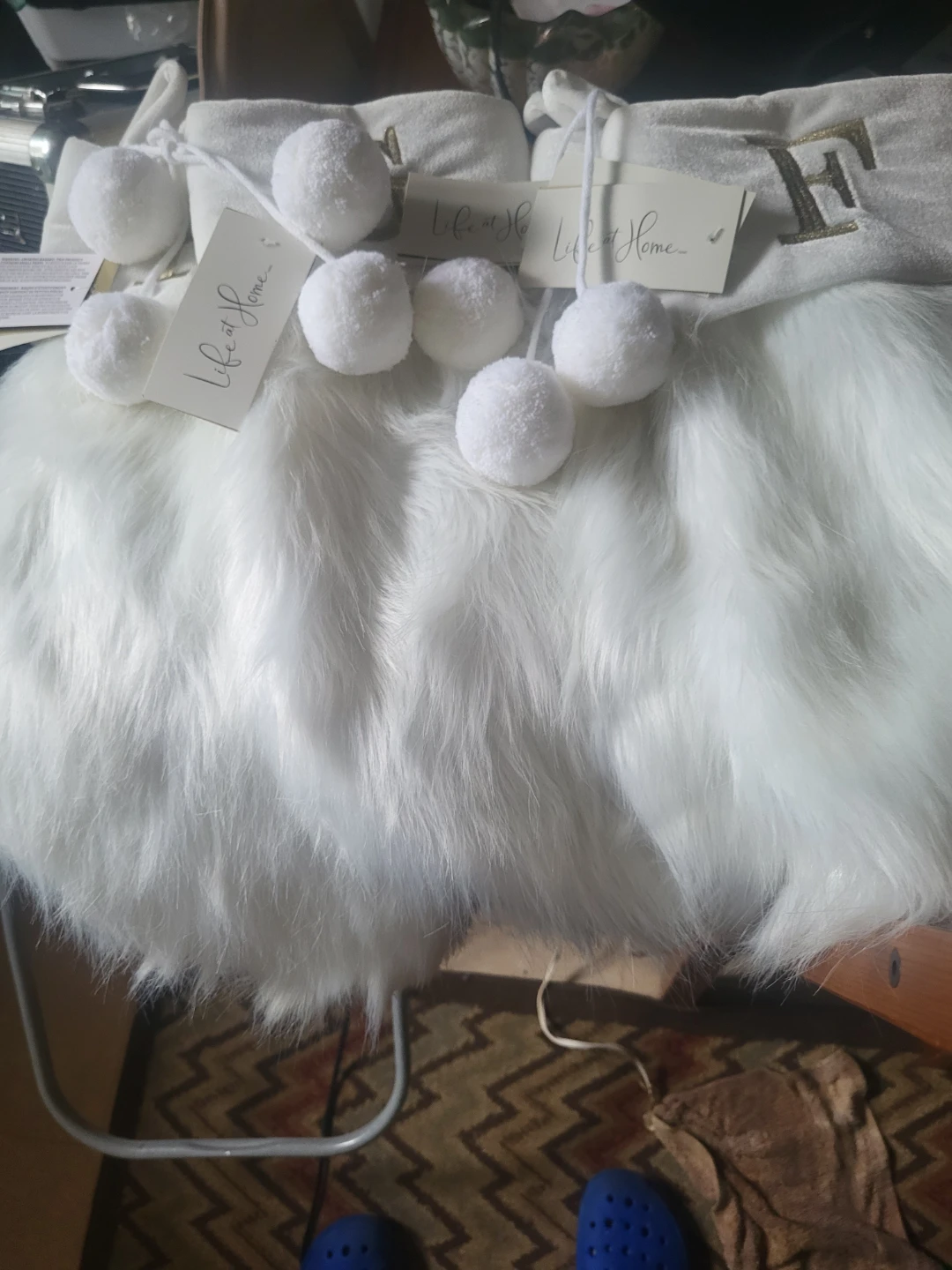 4 Life at Home Faux Fur Christmas Stocking with Pom Poms - photo 2