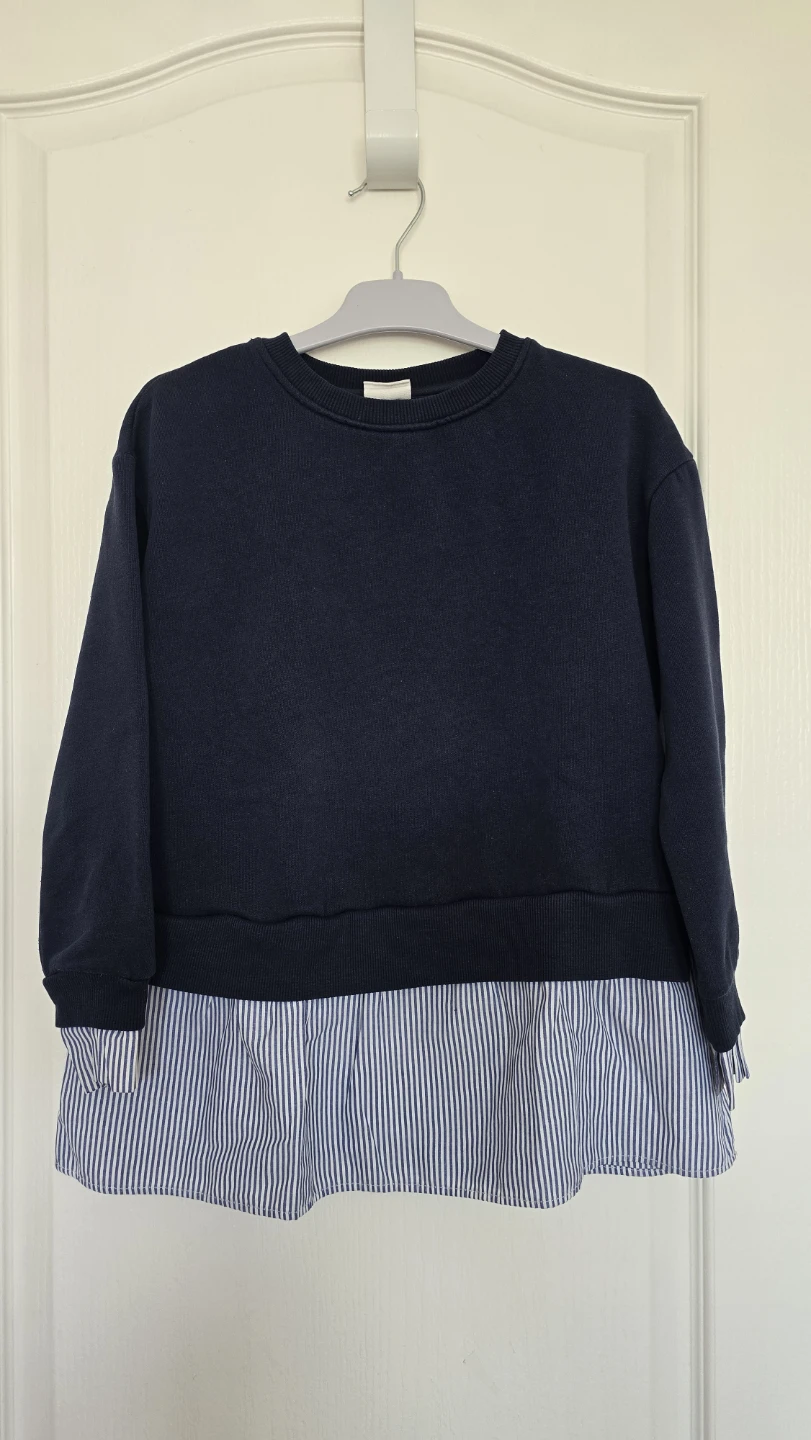 Zara Girls Sweat with Striped Layer Size 9Y