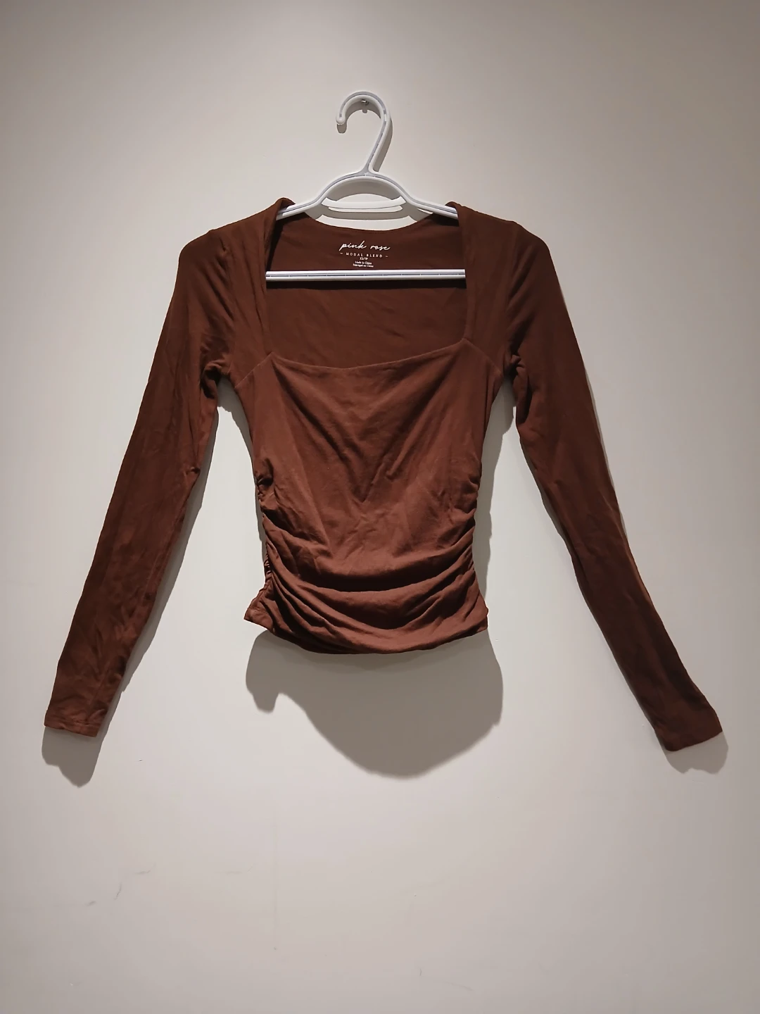 Women XS Pink Rose Brown Long Sleeve Top
