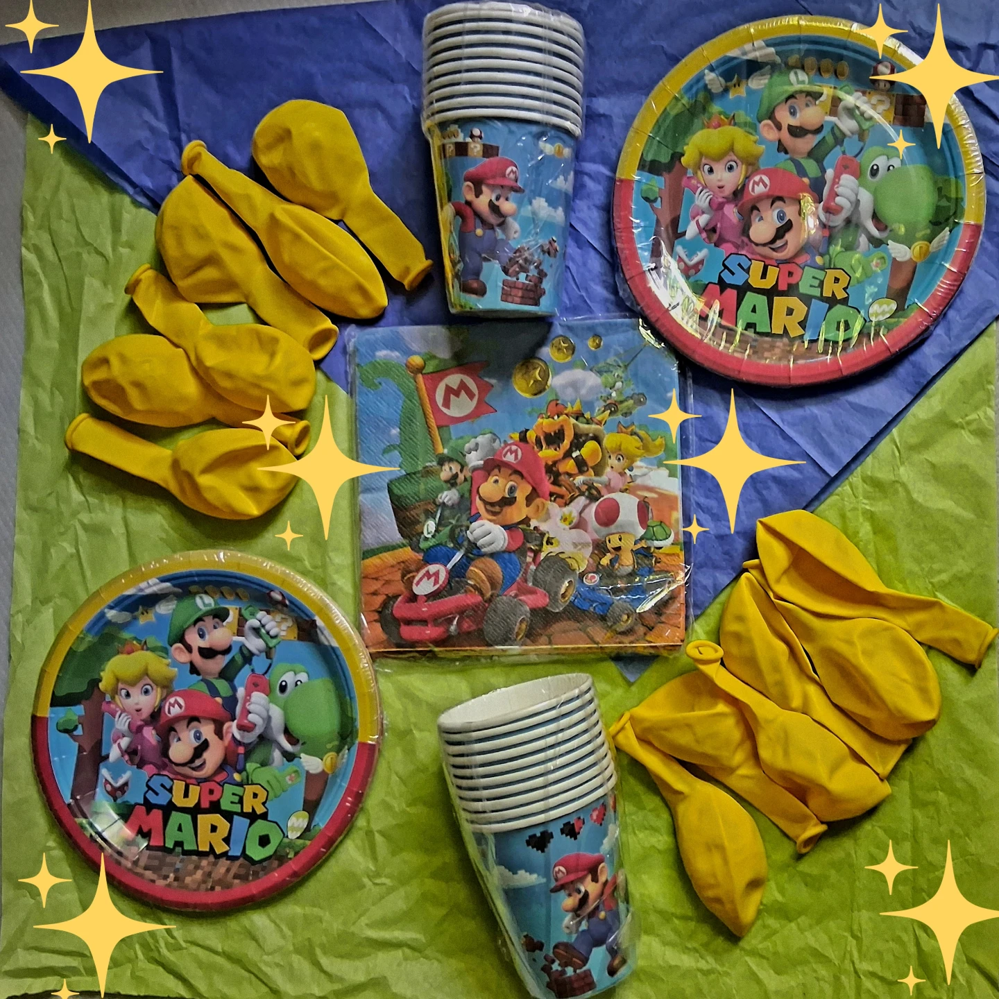 Super Mario Party Supplies Set - Plates, Cups & Balloons
