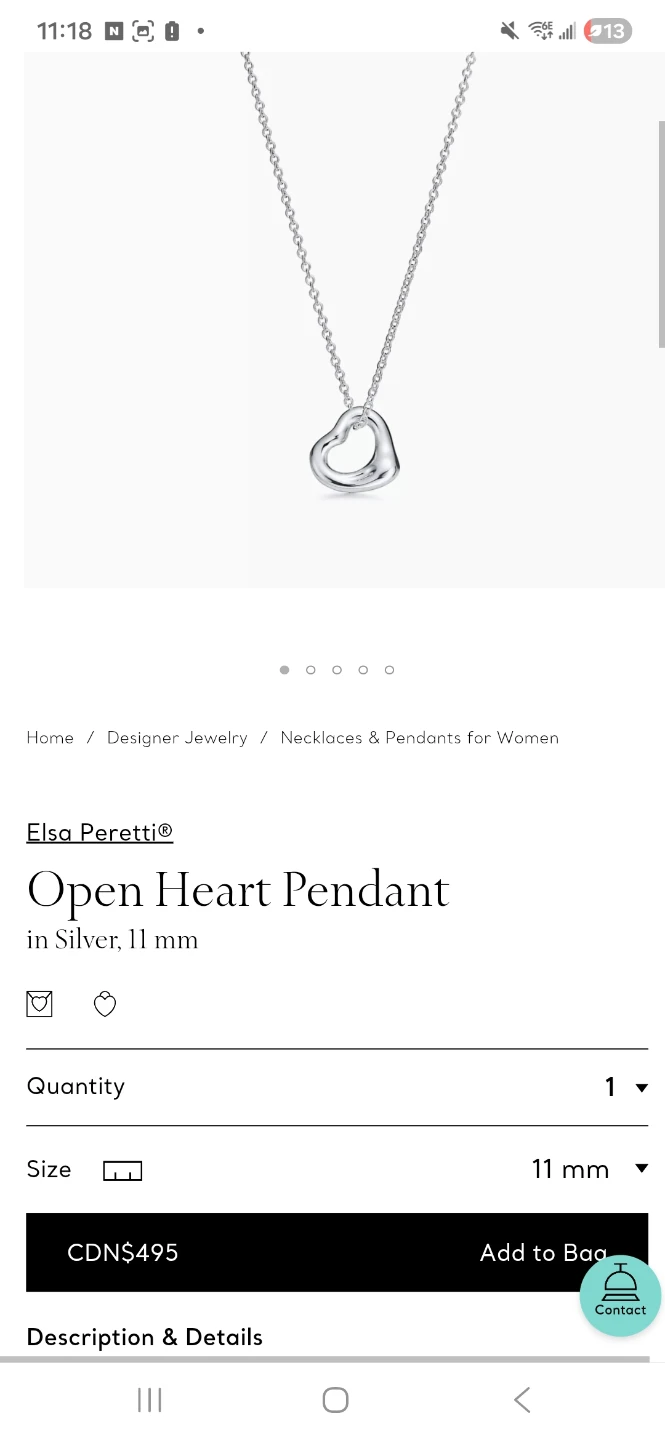Tiffany & Co. Elsa Peretti Open Heart Pendant Necklace in Silver - photo 3