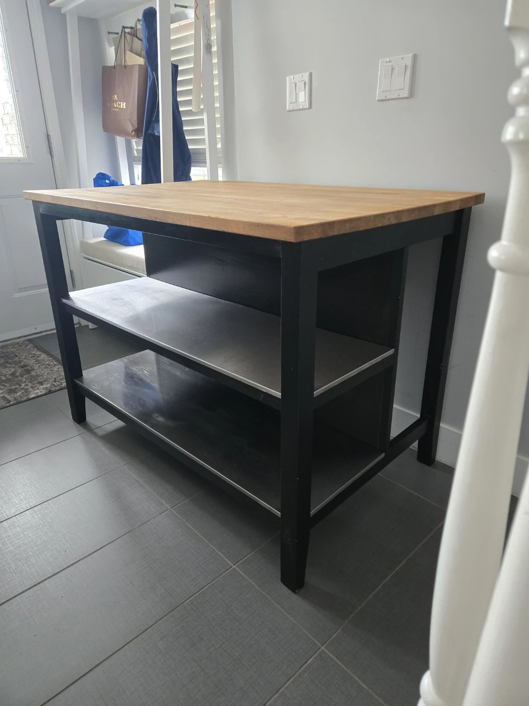 Newly refinished ikea stenstorp kitchen island butcher block