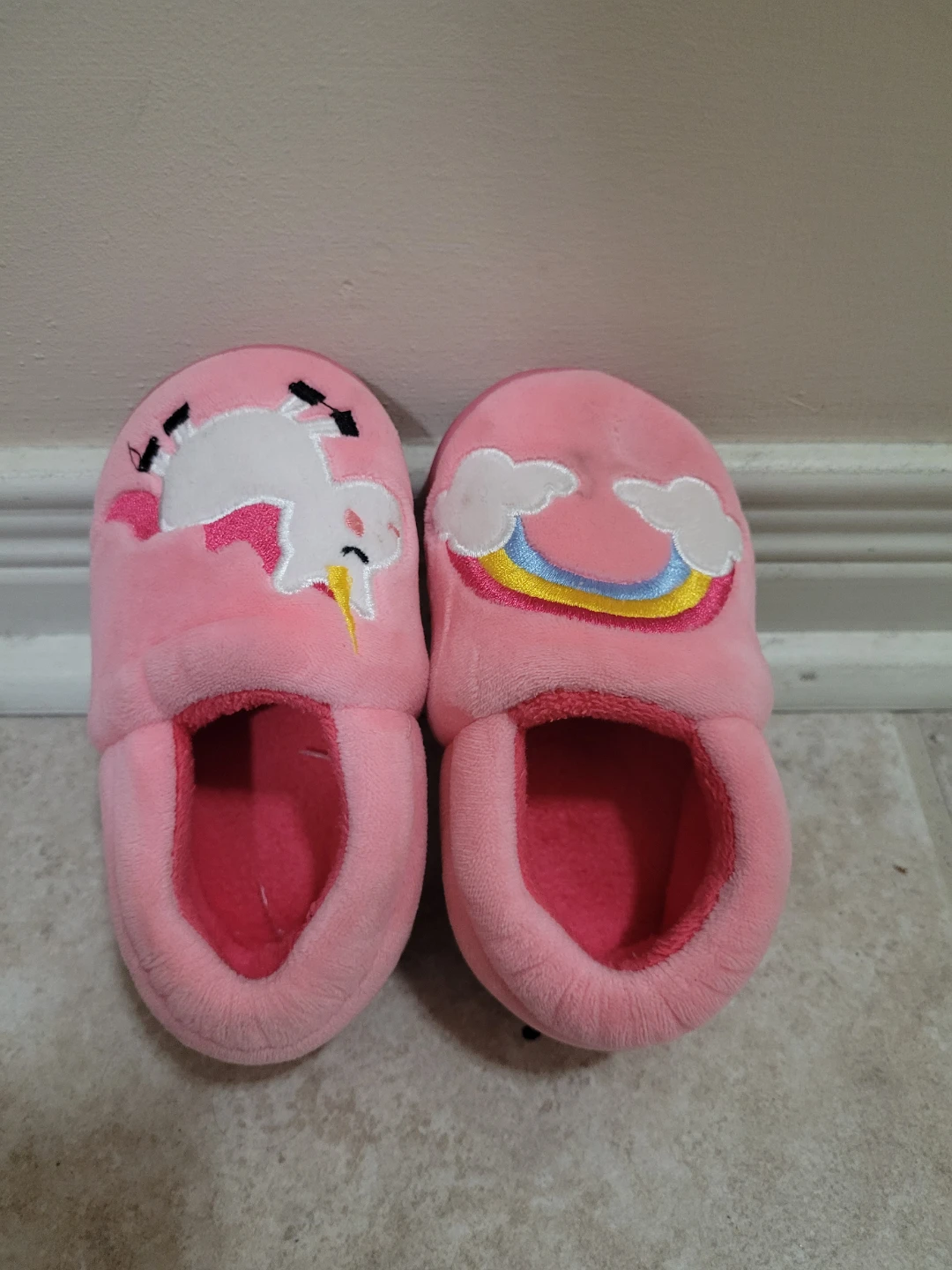 Pink Unicorn & Rainbow Slippers Size 14-15