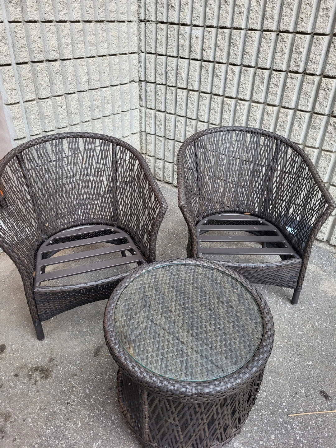 Wicker Patio Set - 2 Chairs & 1 Table
