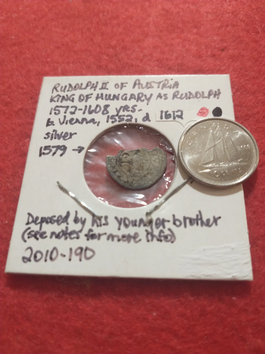 Beautiful Rudolph II of Austria Silver Coin Fragment - photo 5