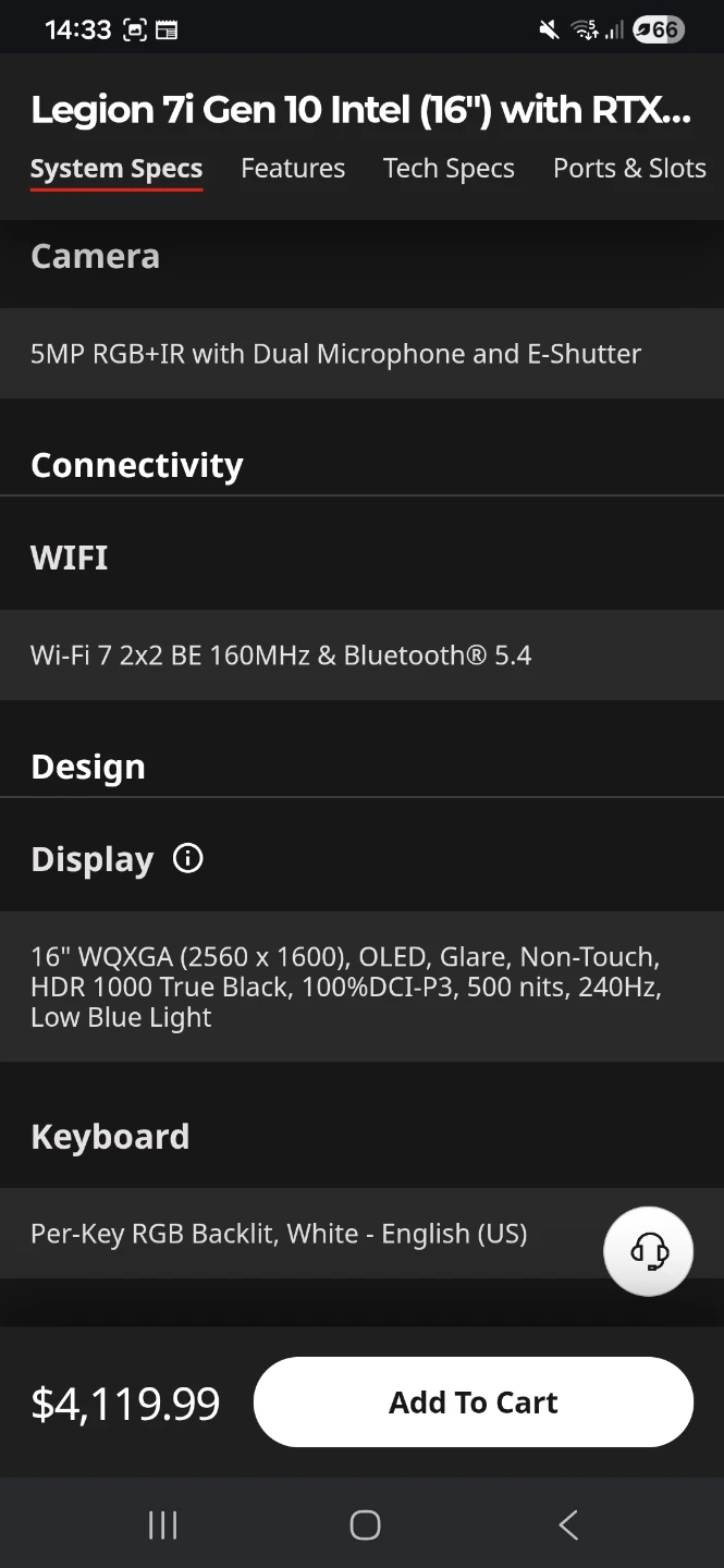Lenovo Legion 7i Gen 10 Intel Laptop