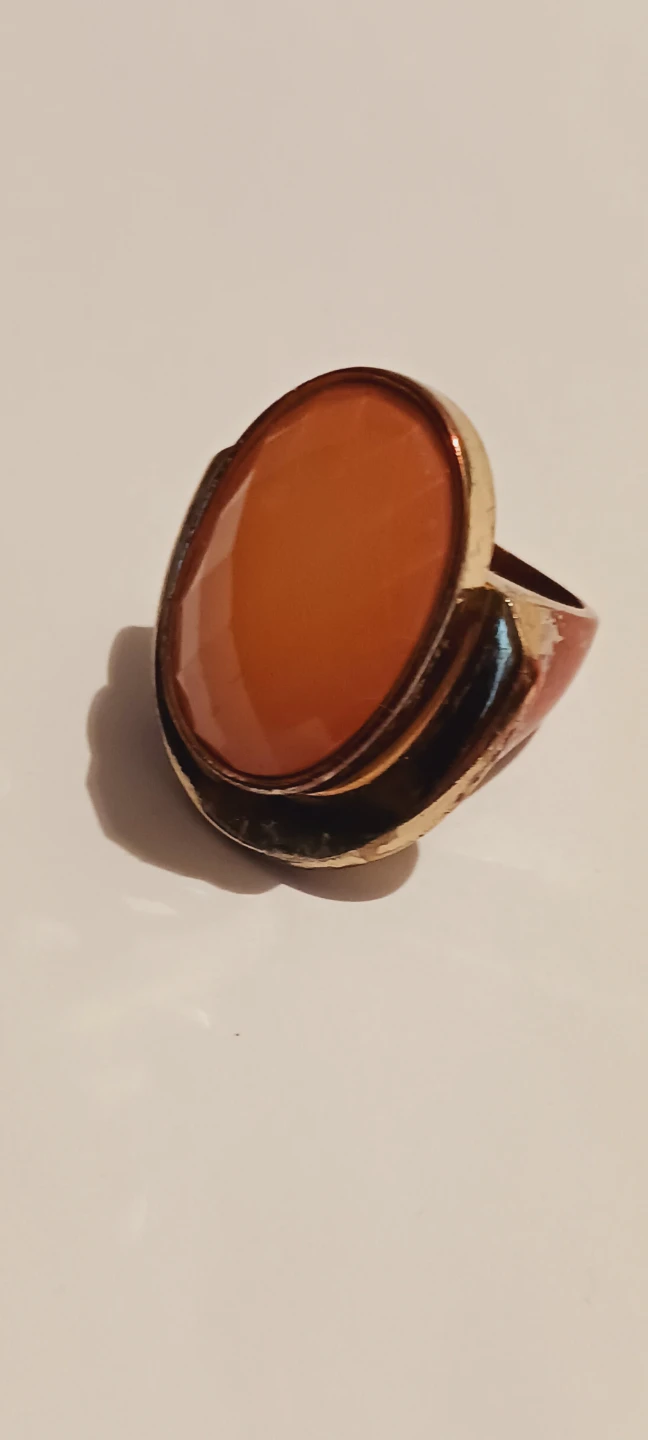 Gold Tone Ring with Orange Faceted Stone - photo 5