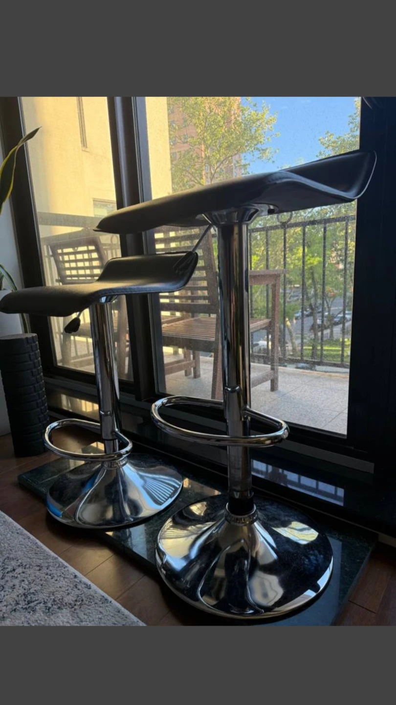 (FREE DELIVERY) Set of 2 Black Adjustable Bar Stools - photo 3