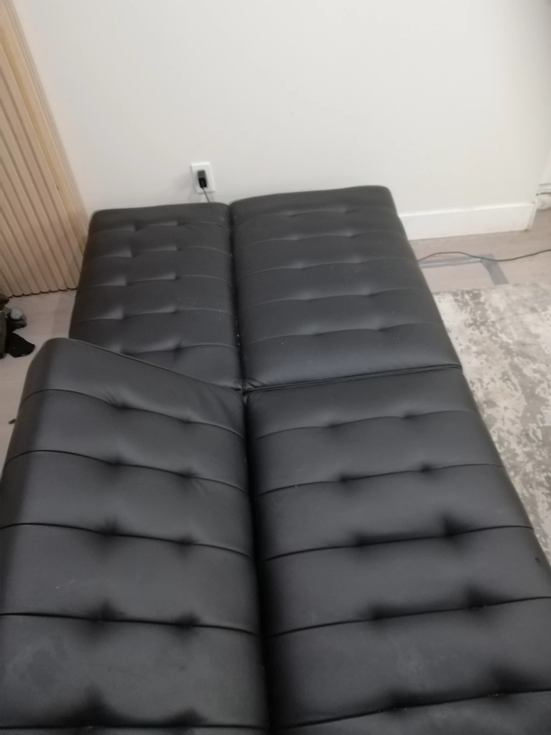 Black Faux Leather Futon Sofa Bed - photo 5