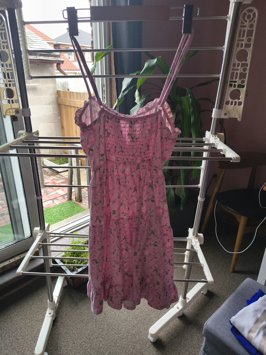 Pink Floral Spaghetti Strap Dress