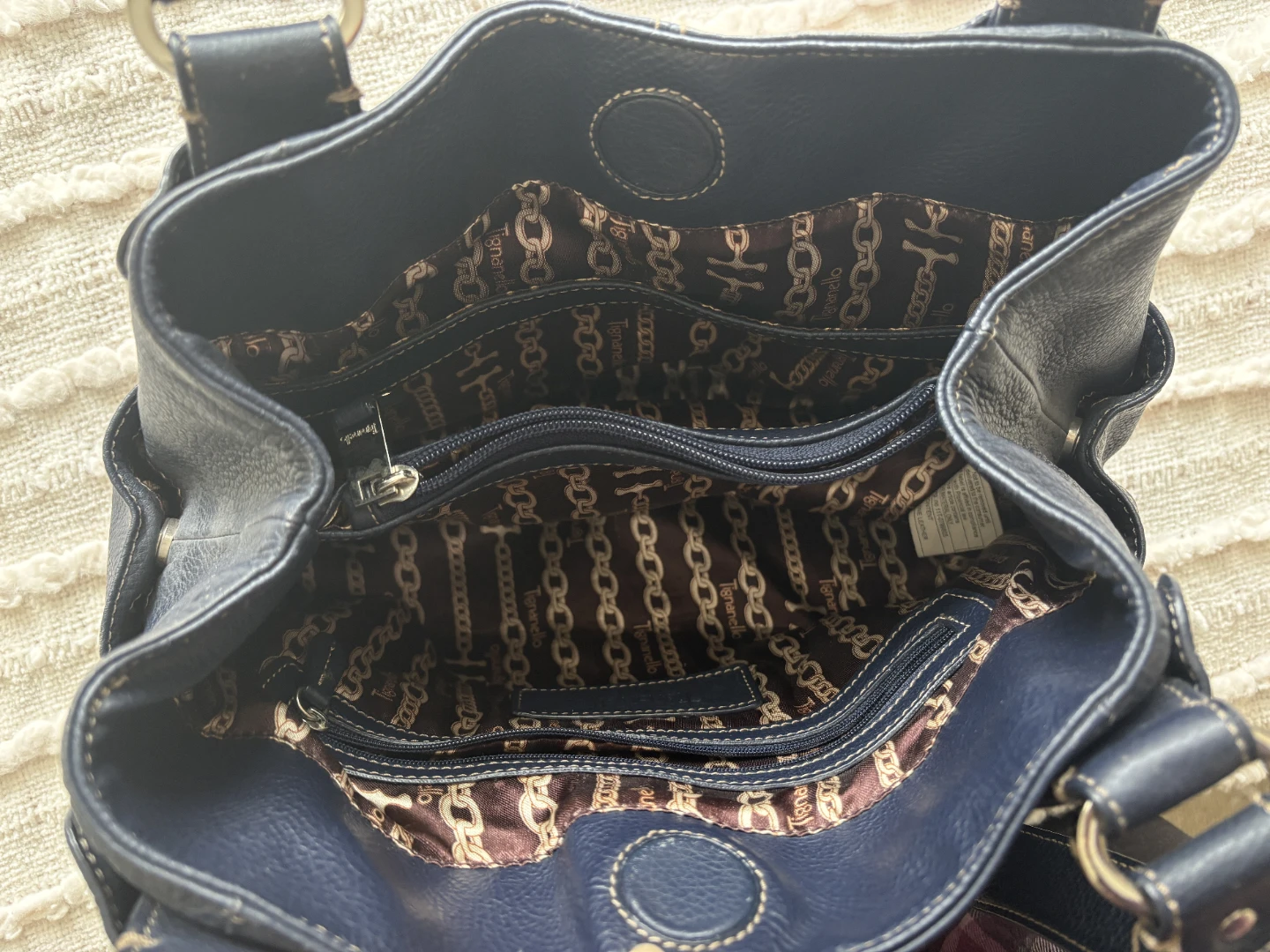Tignanello Navy Pebbled Leather Shoulder Bag - photo 2
