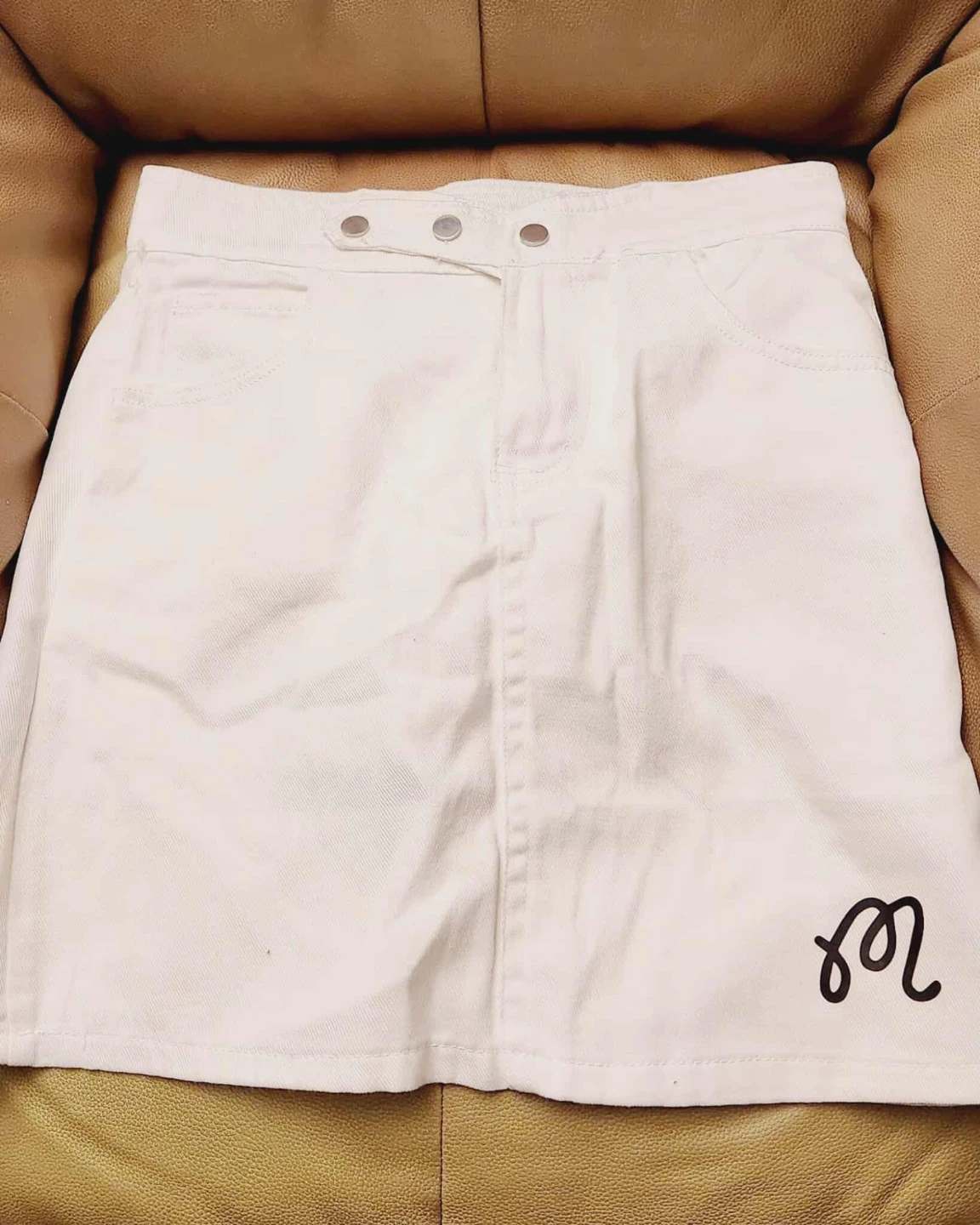 New White Denim Mini Skirt
