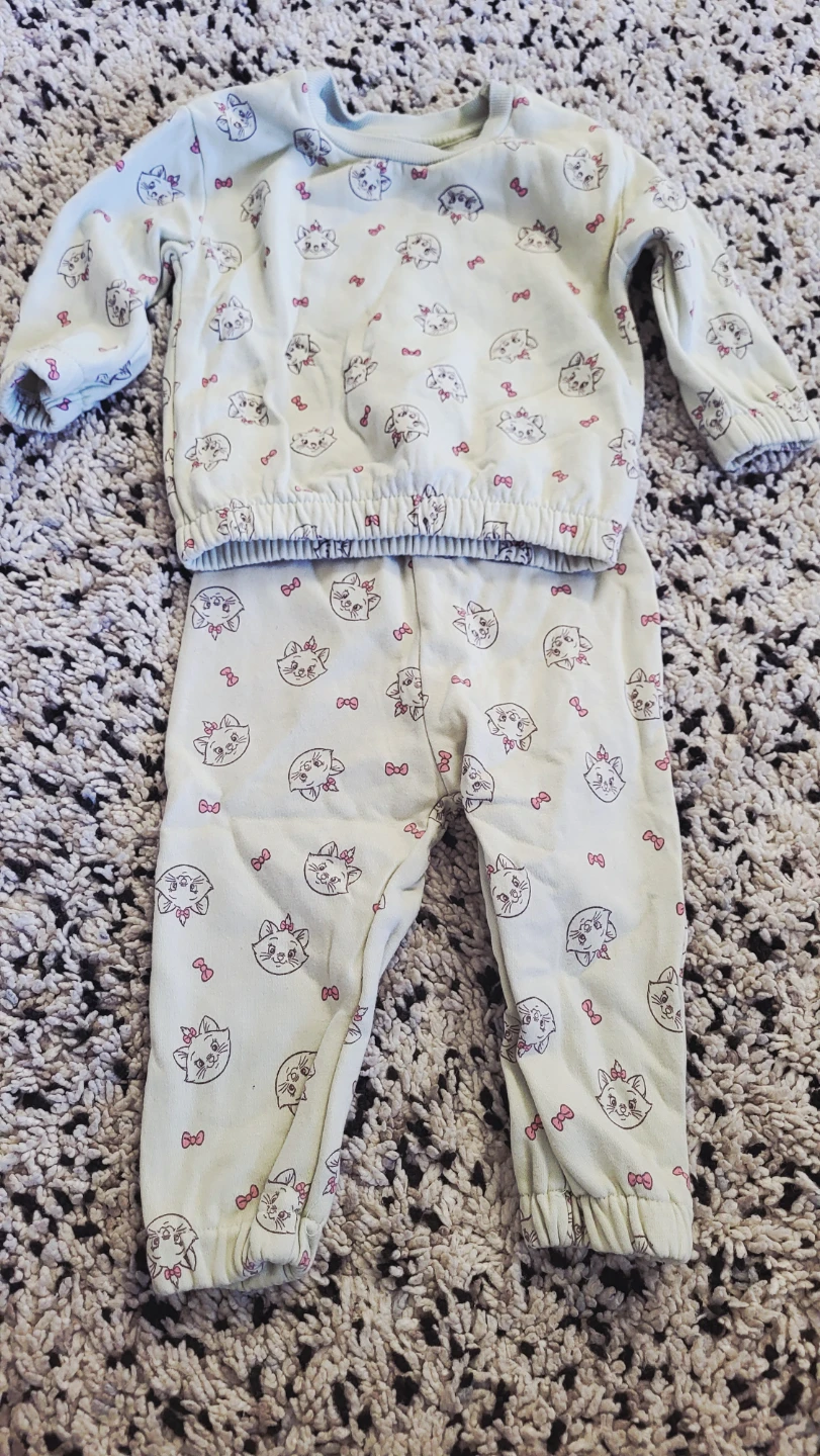 Disney at Primark Baby Girls Cat Print Pajama Set 9-12m