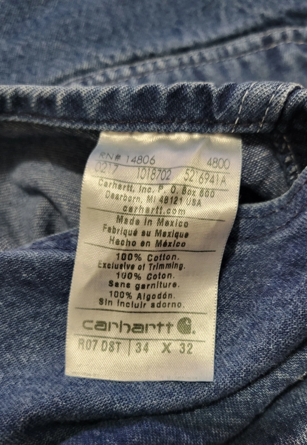 Carhartt Denim Overalls 34 x 32 - photo 4