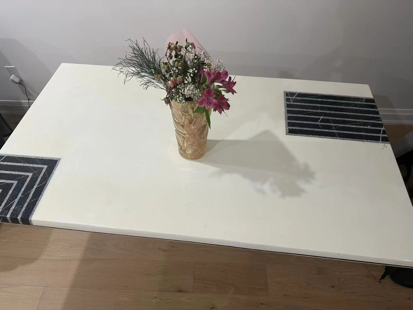 Cream Dining Table with Pedestal Base