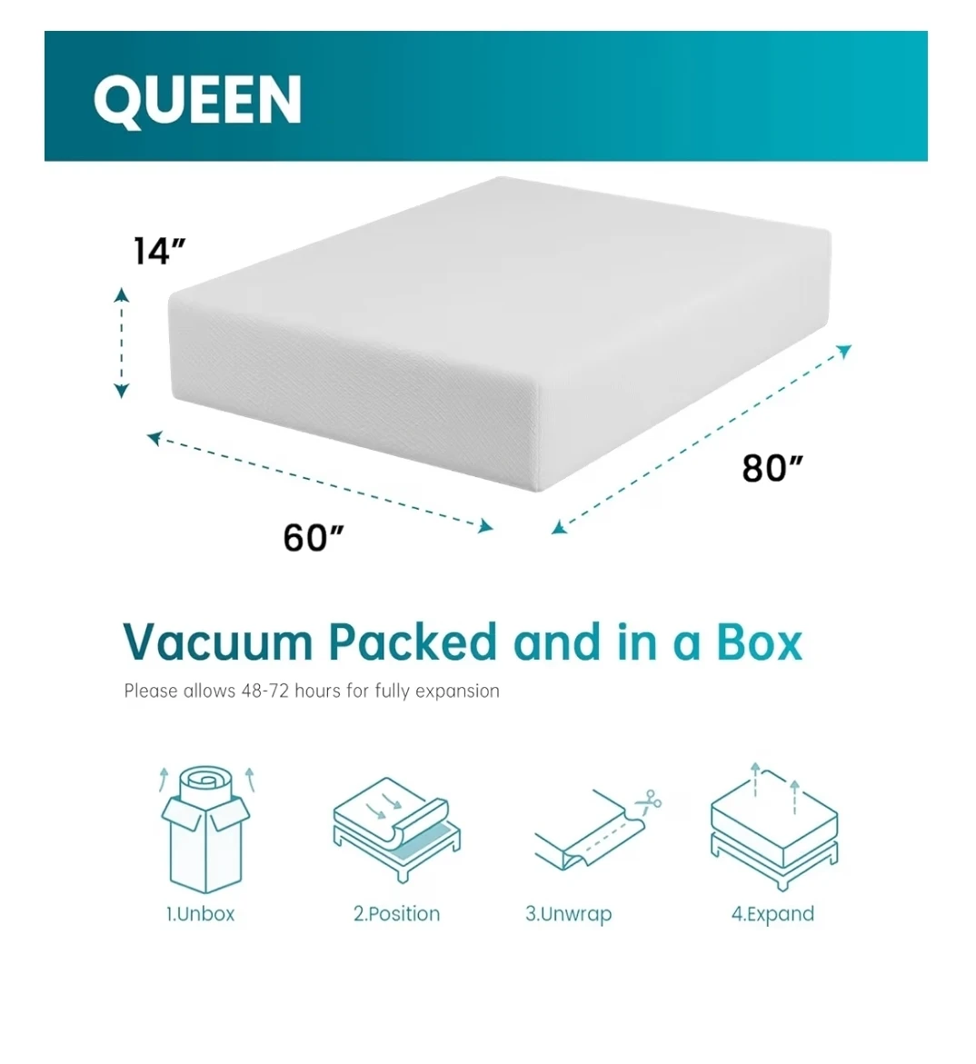 Queen size  bed frame, mattress, waterproof encasement - photo 4