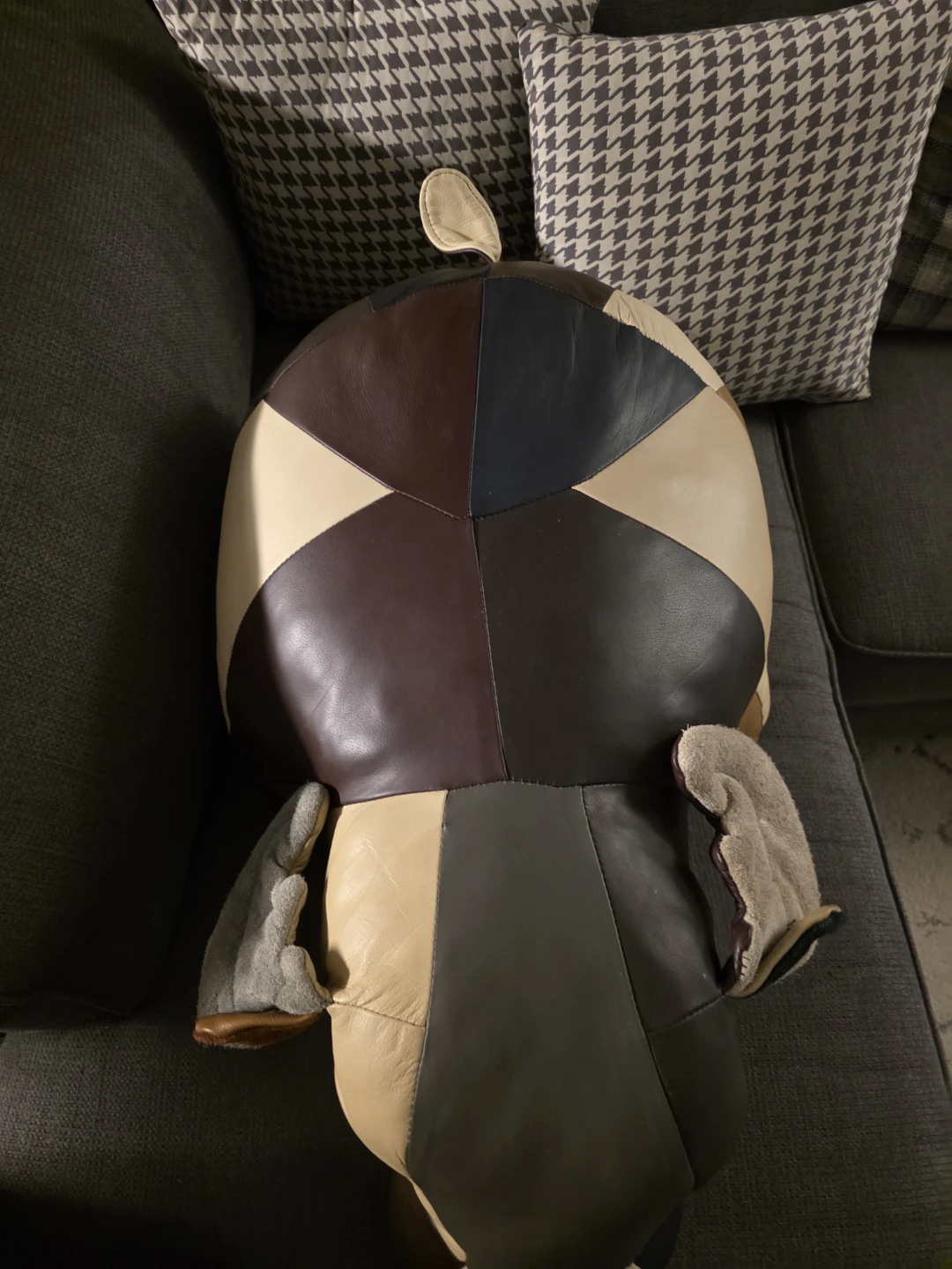 Leather Patchwork Animal Plush Foot rest - photo 4