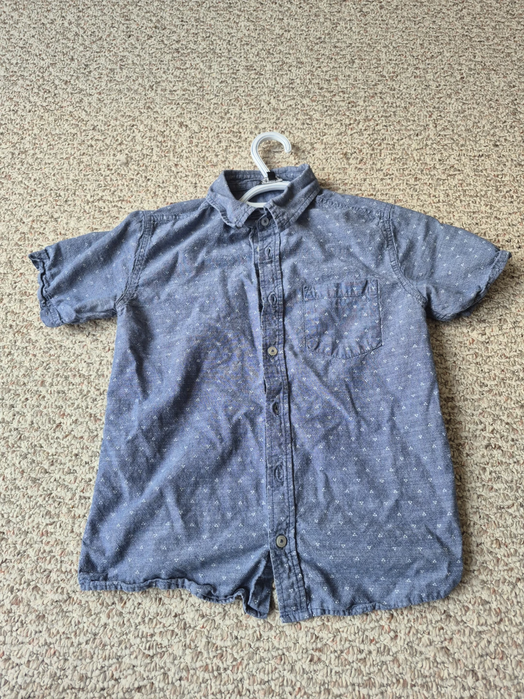 Boys Blue Short Sleeve Button-Up Shirt