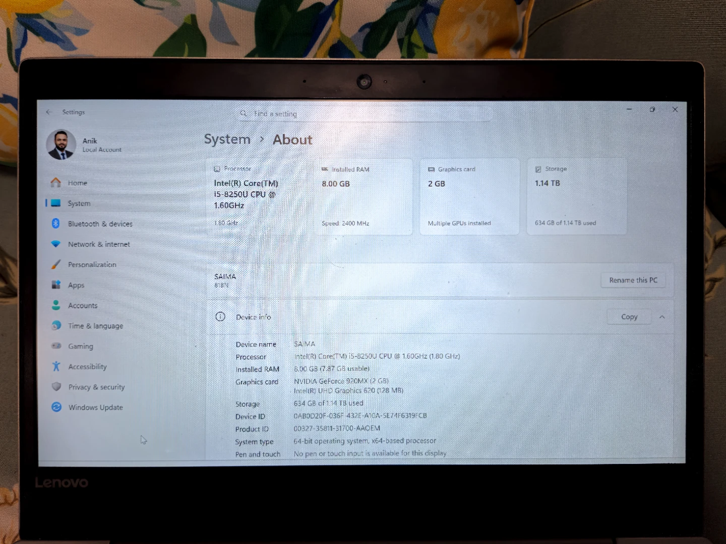 Lenovo ldeapad 320s