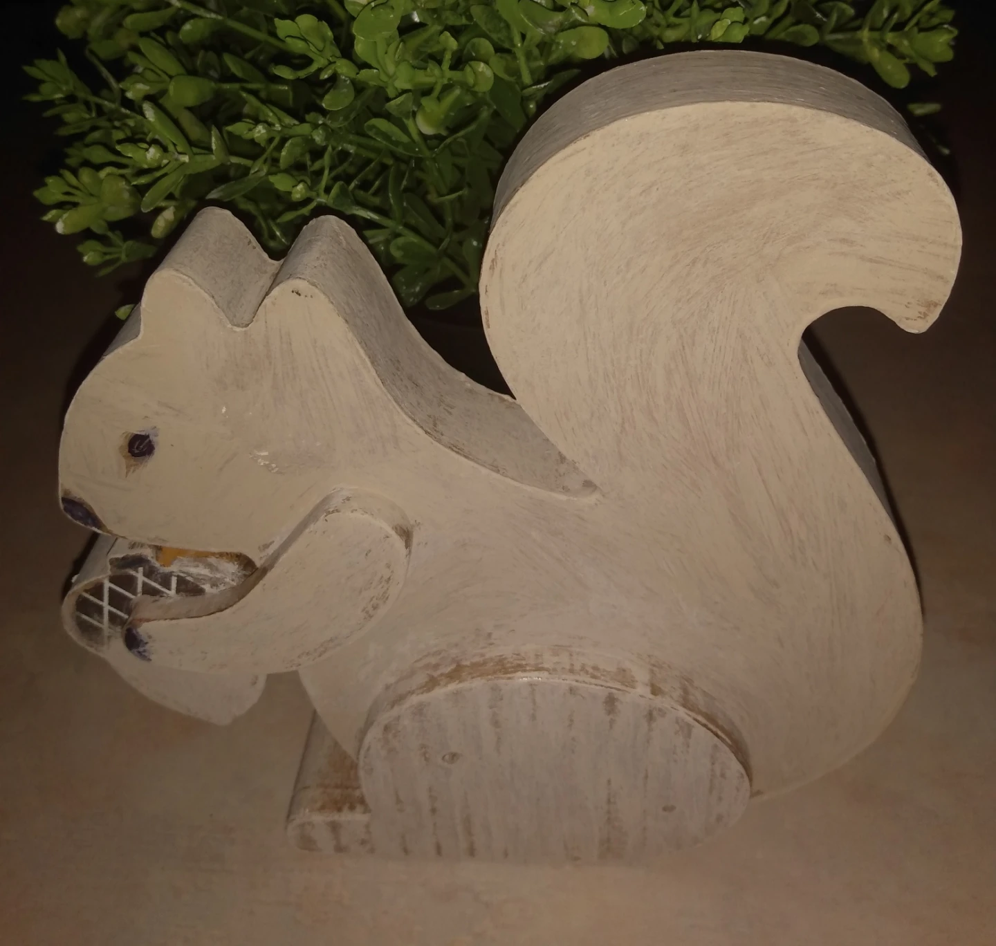Wooden Squirrel Figurine with Nut