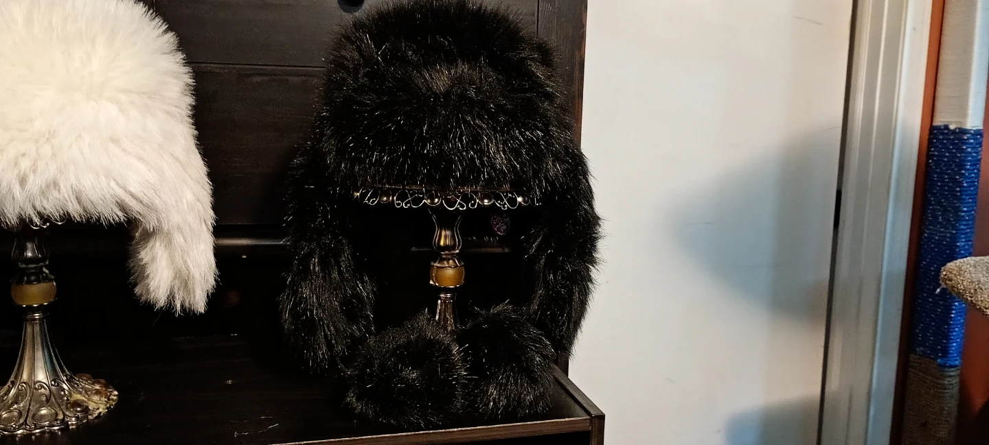 Black Faux Fur Ushanka Hat festival hats. - photo 3