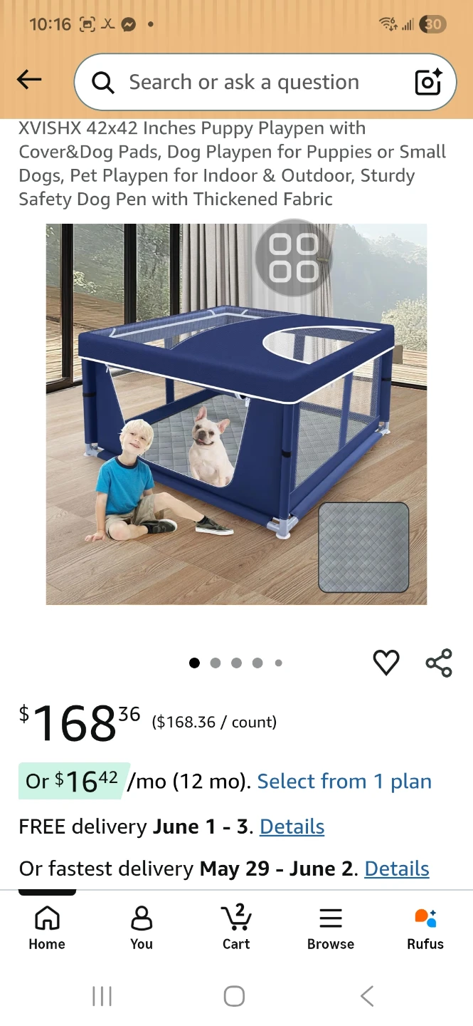 Puppy Playpen with Cover 42x42 Inches