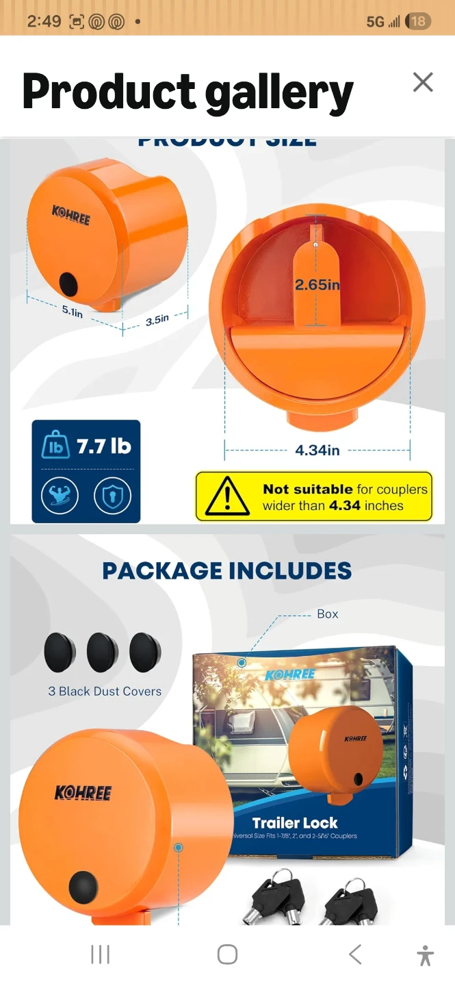 Kohree Orange Trailer Lock - photo 4