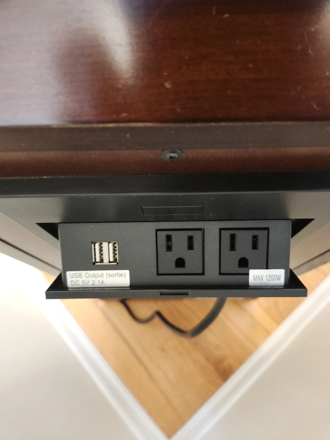 Dark Wood End Table with Built-in Outlet and USB Ports - photo 5